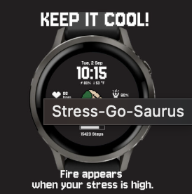 Stress-Go-Saurus watch face
