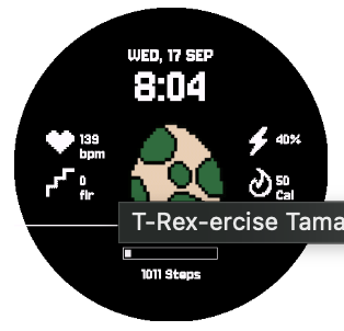 T-Rex-ercise Tamagotchi watch face
